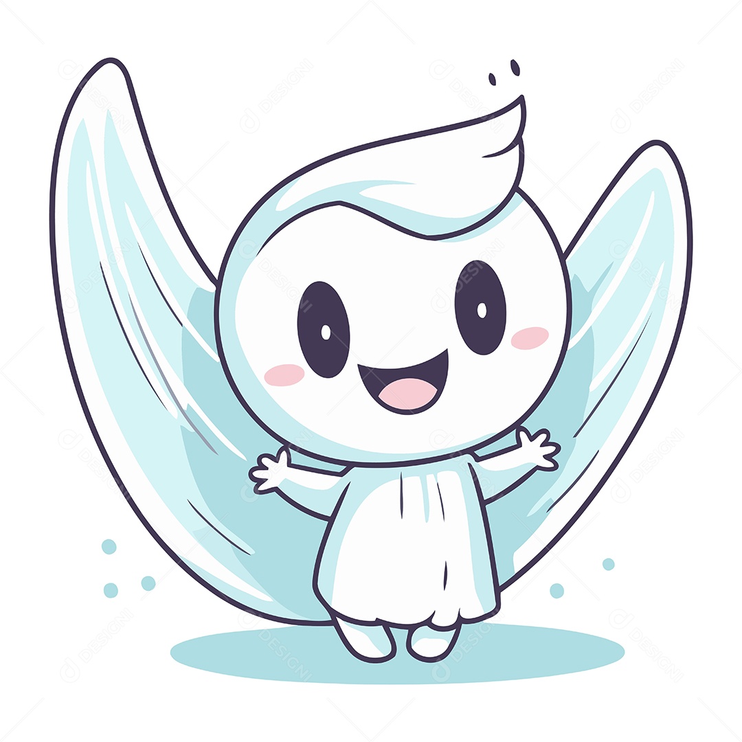 Anjo Fofo de Desenho Animado Ilustração Vetor EPS