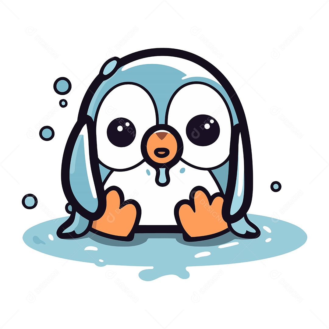 Pinguim de Desenho Animado Ilustração Vetor EPS