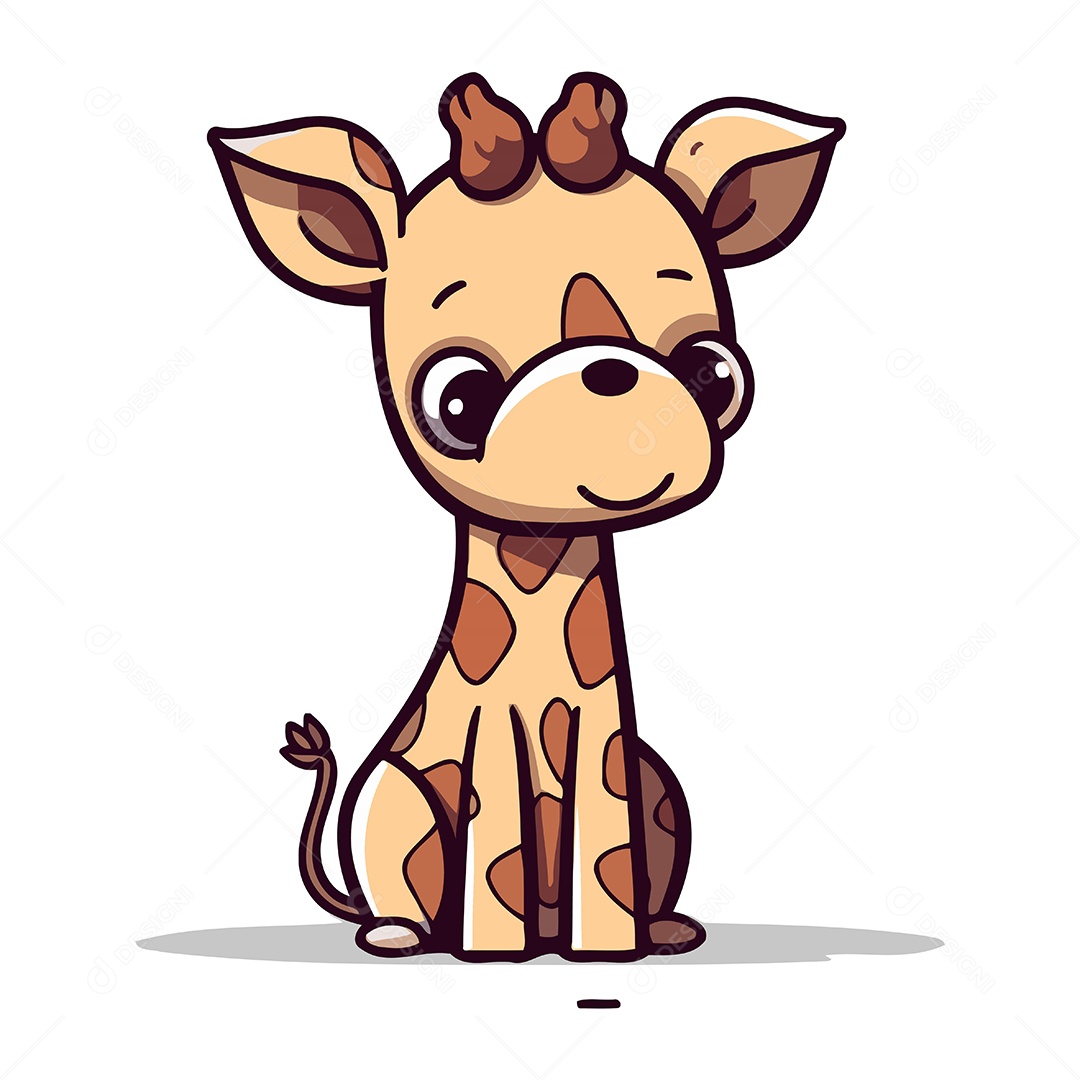 Girafa Fofa de Desenho Animado Ilustração Vetor EPS