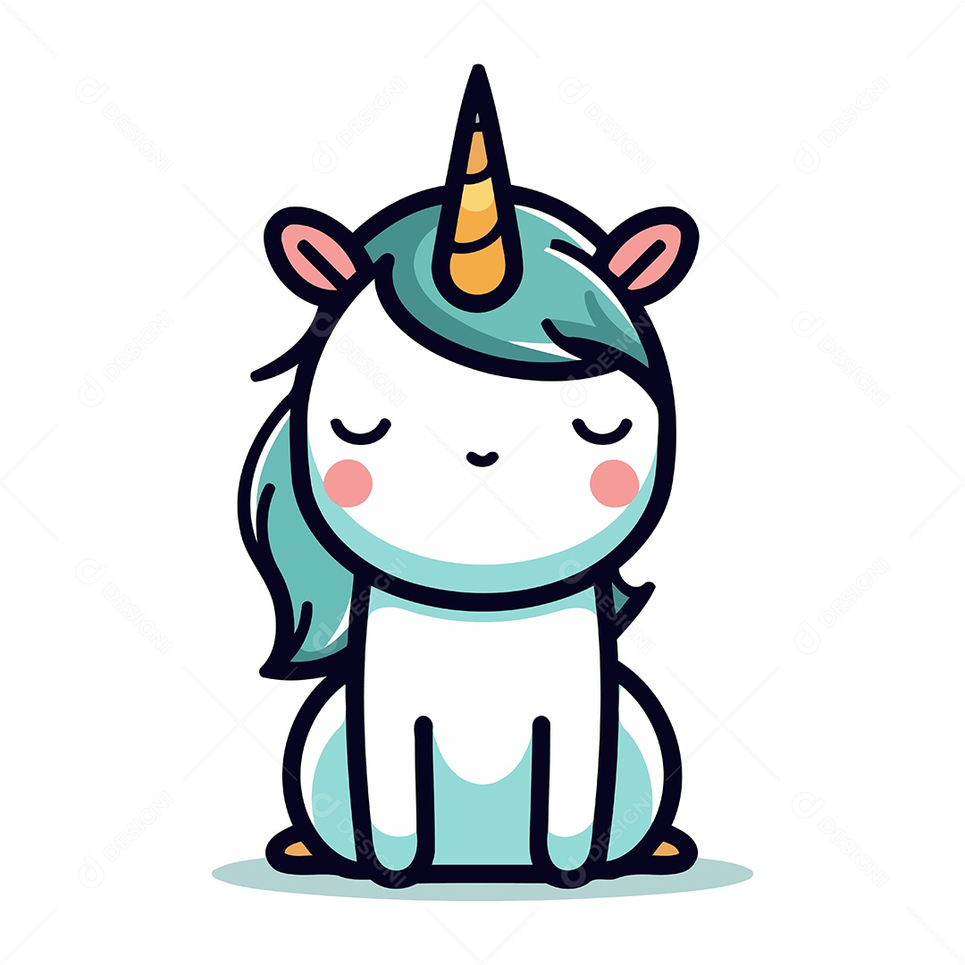 Unicórnio de Desenho Animado Ilustração Vetor EPS