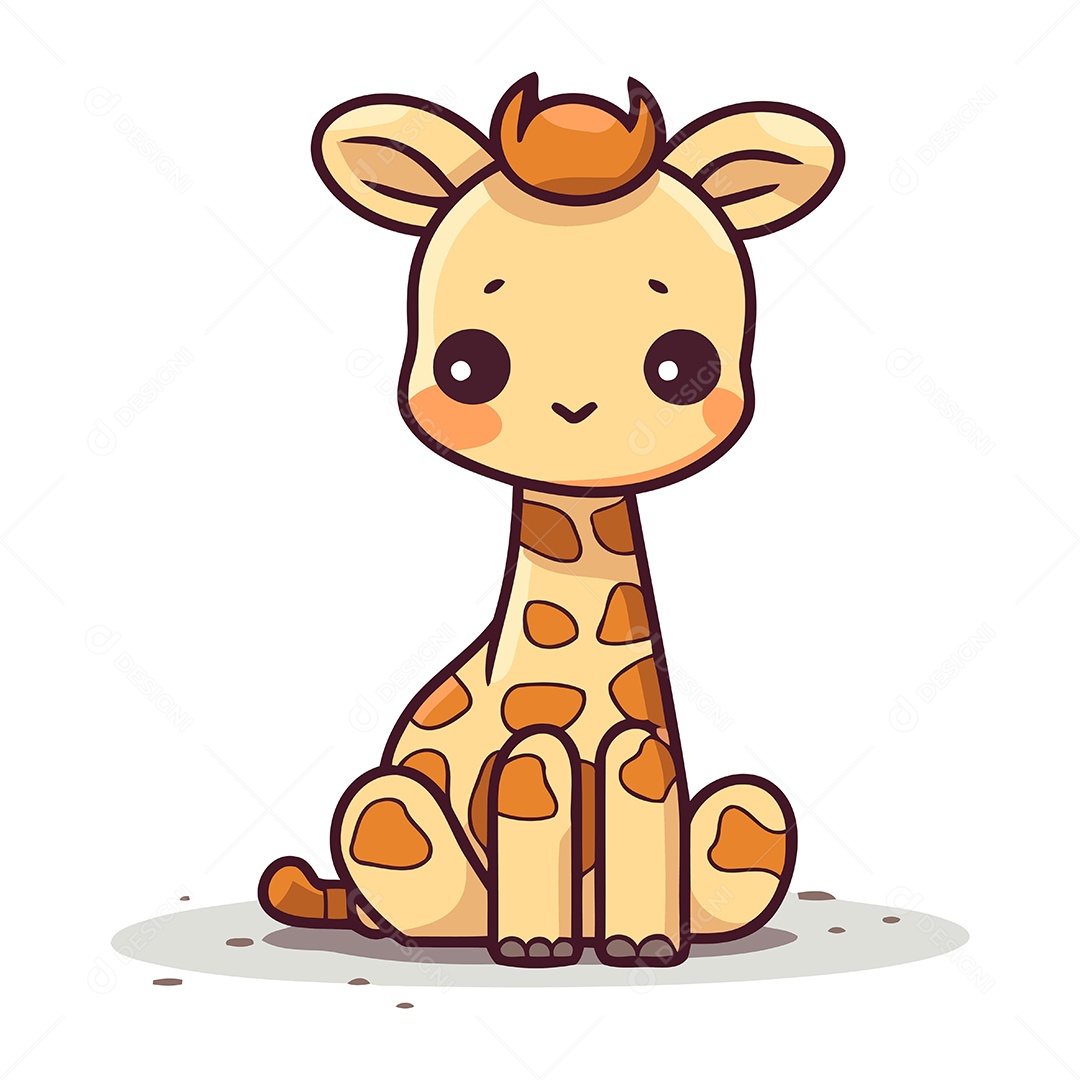 Girafa Fofa de Desenho Animado Ilustração Vetor EPS