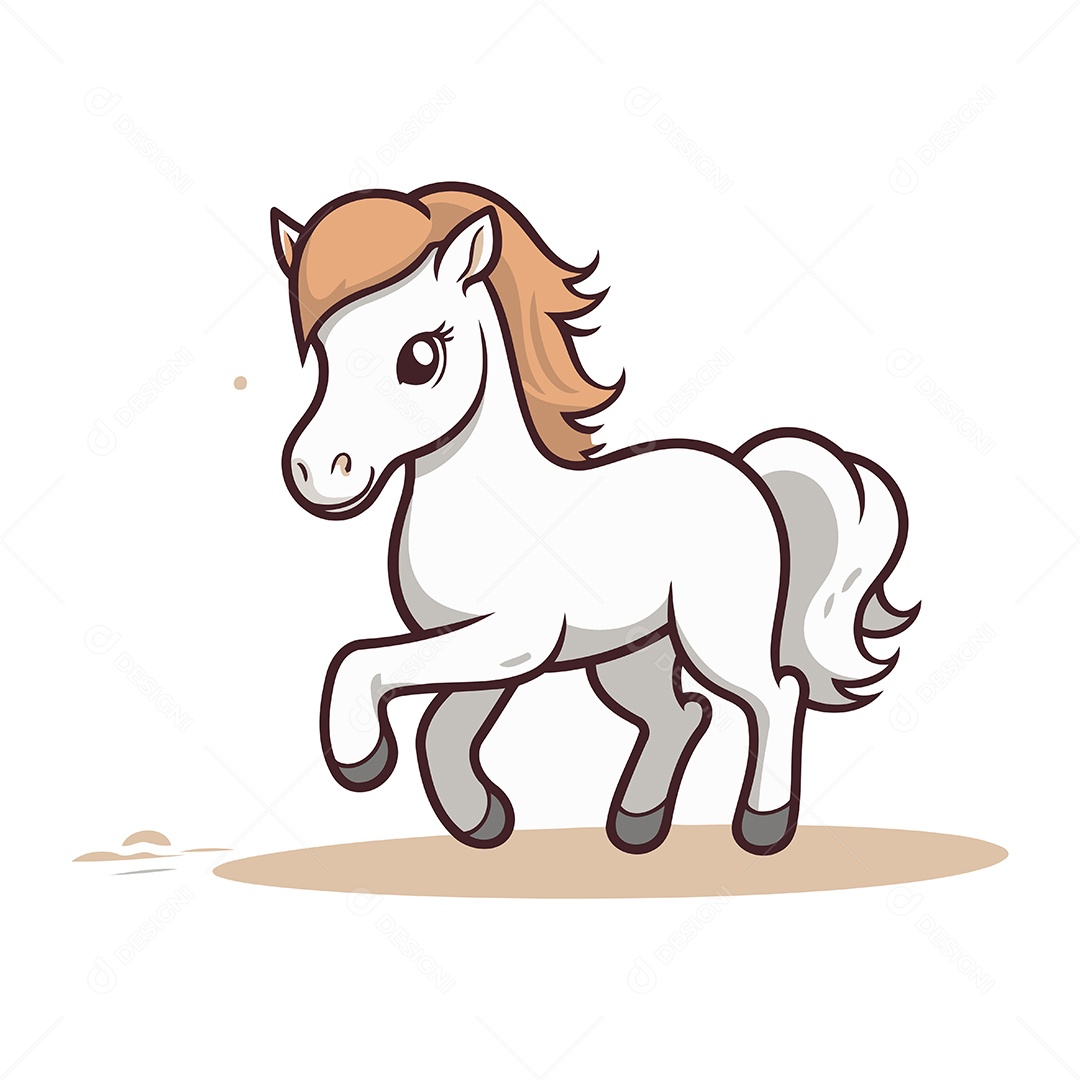 Cavalo Fofo de Desenho Animado Ilustração Vetor EPS
