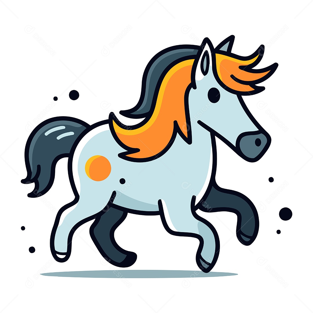 Cavalo Correndo de Desenho Animado Ilustração Vetor EPS
