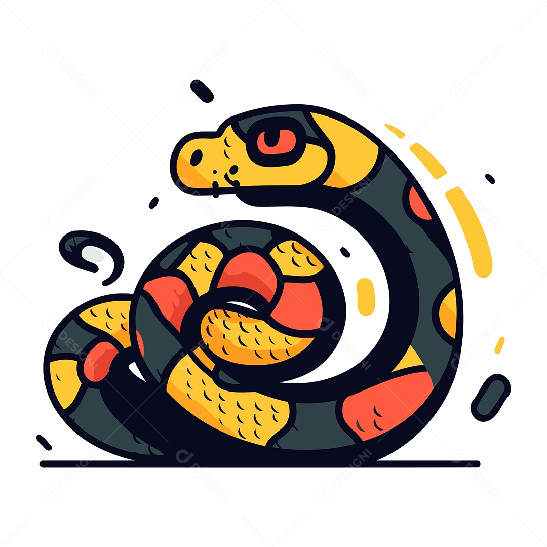 Cobra Fofa de Desenho Animado Ilustração Vetor EPS