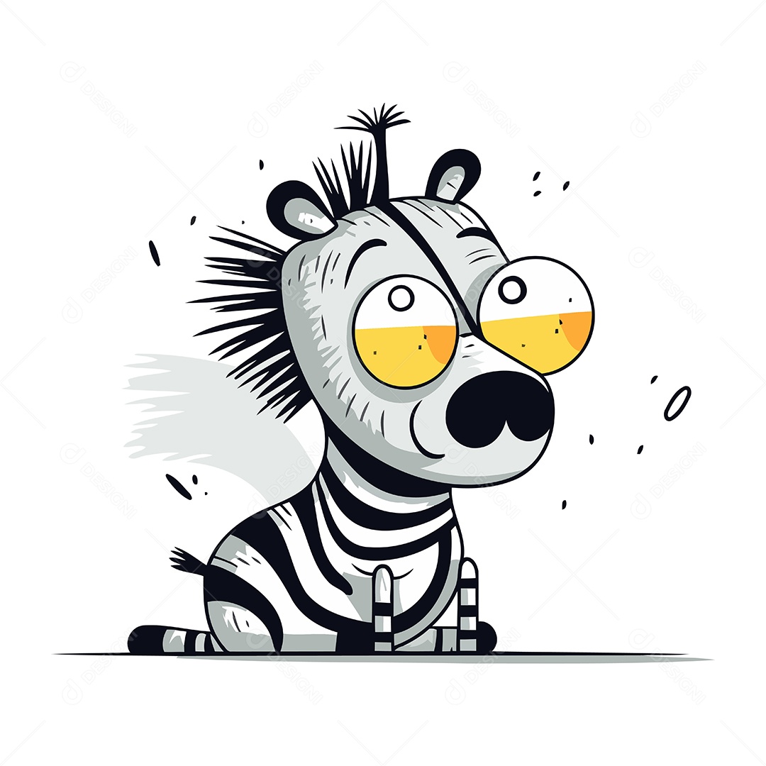 Zebra de Desenho Animado Ilustração Vetor EPS