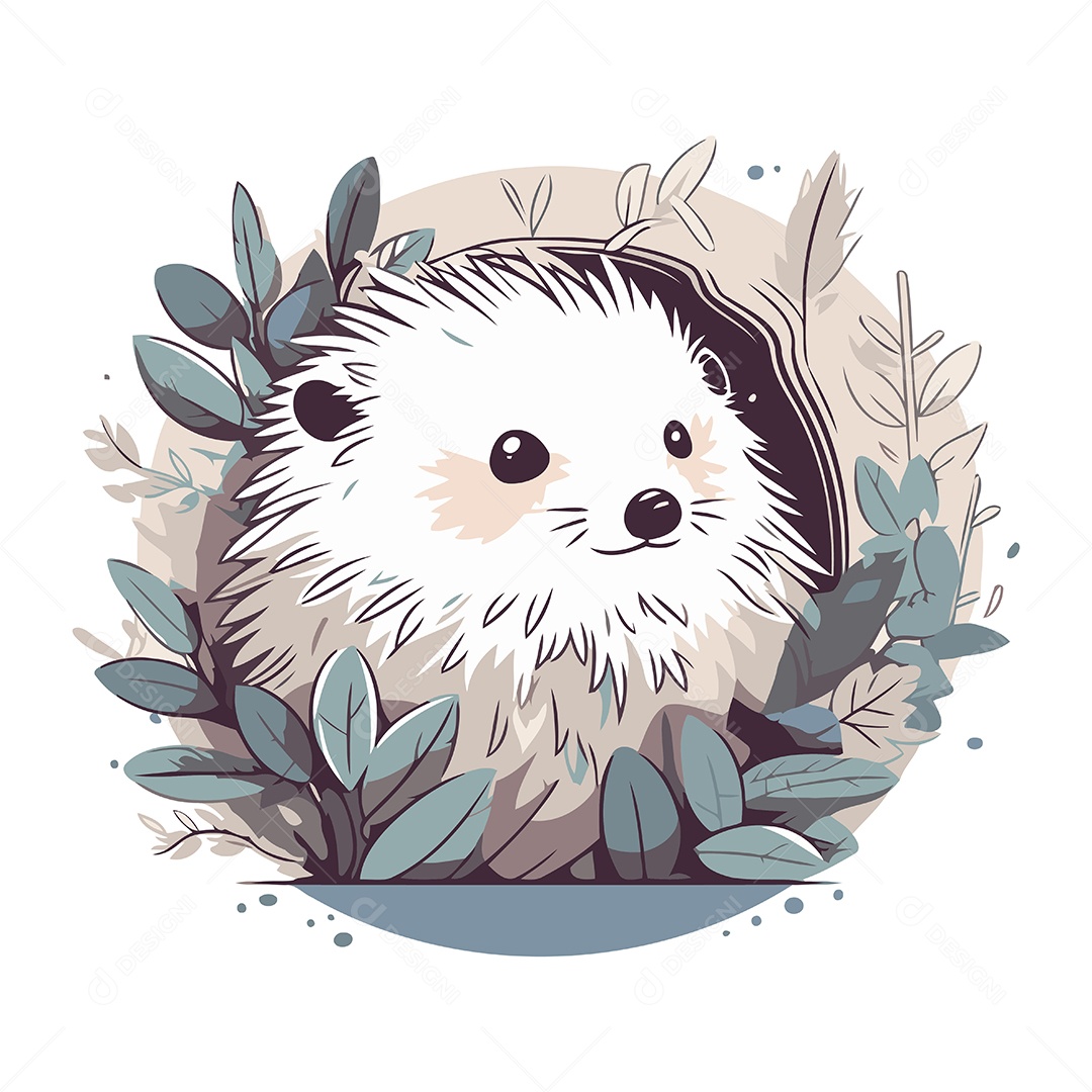 Ouriço Fofo de Desenho Animado Ilustração Vetor EPS