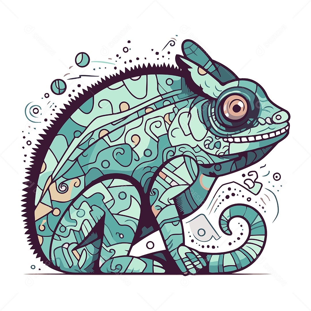 Camaleão de Desenho Animado Ilustração Vetor EPS