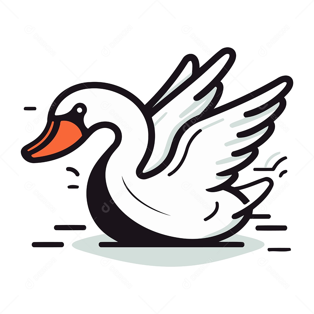Cisne de Desenho Animado Ilustração Vetor EPS