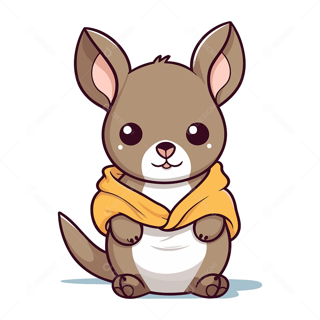 Canguru Fofo de Desenho Animado Ilustração Vetor EPS