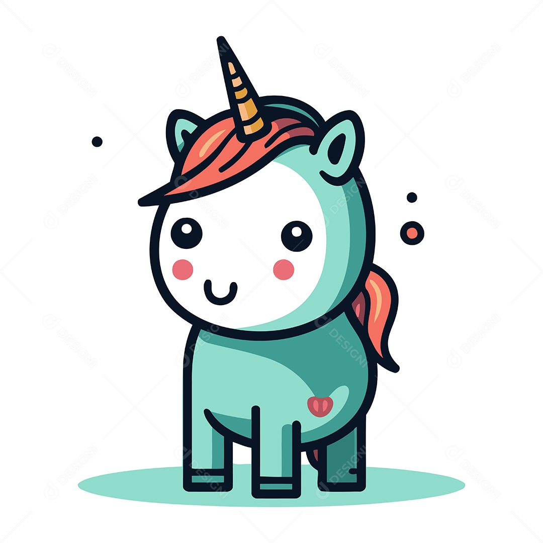 Unicórnio de Desenho Animado Ilustração Vetor EPS