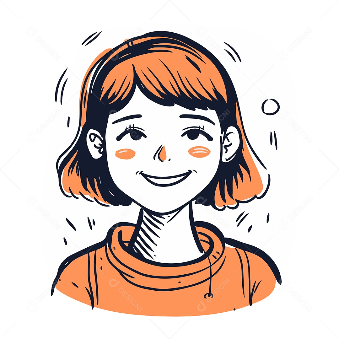 Linda Garota de Desenho Animado Ilustração Vetor EPS