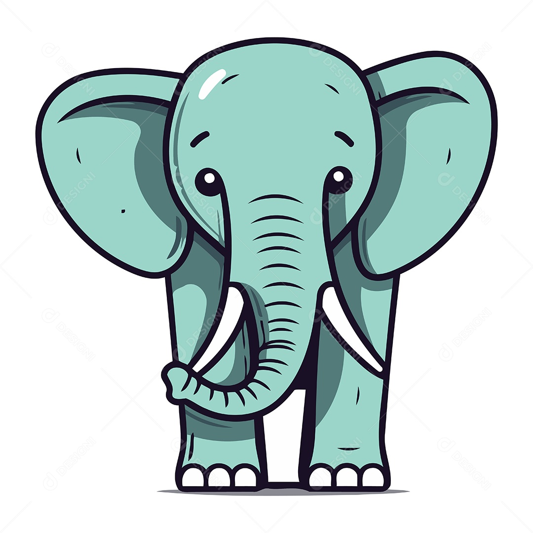 Elefante Bonito de Desenho Animado Ilustração Vetor EPS