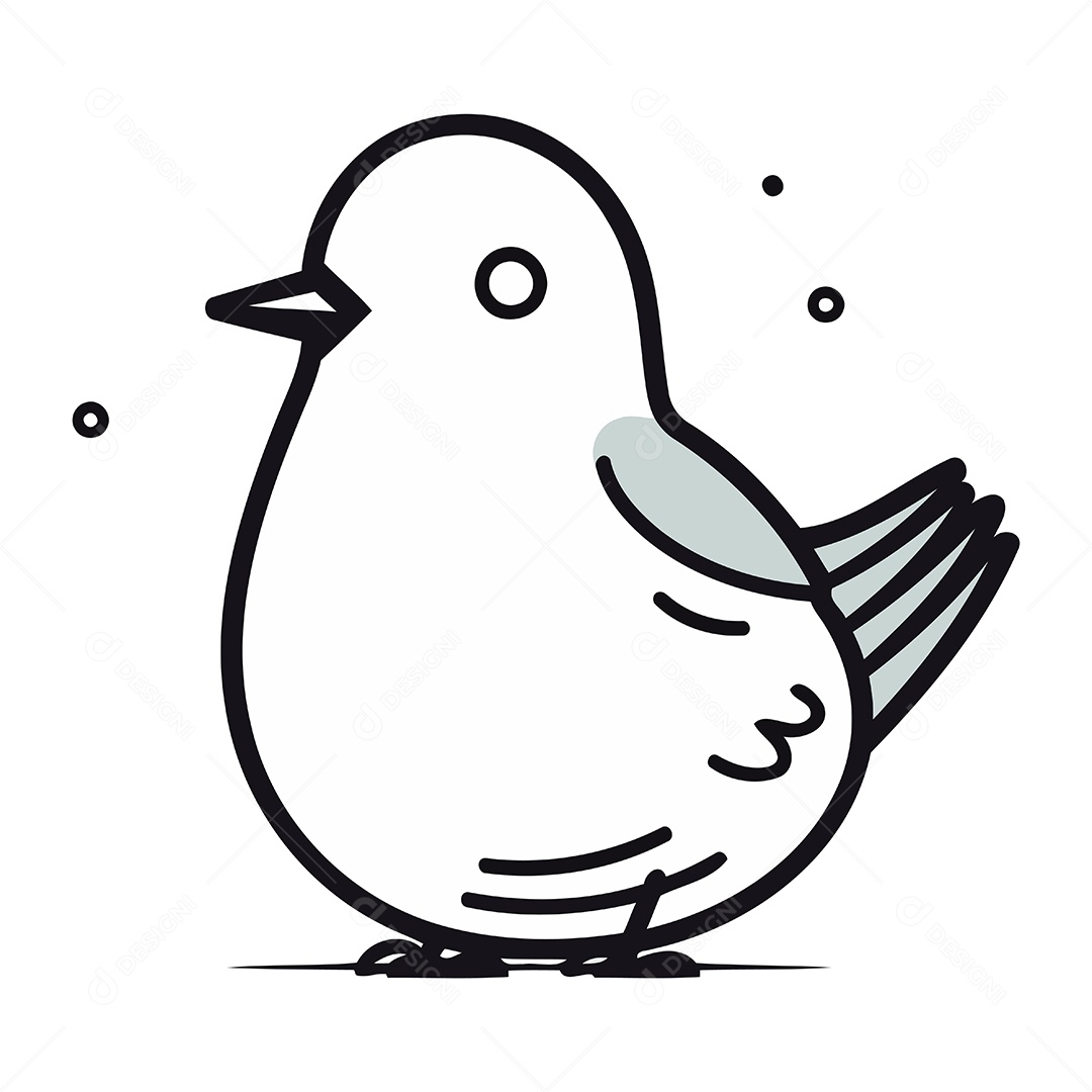 Pássaro Fofo de Desenho Animado Ilustração Vetor EPS