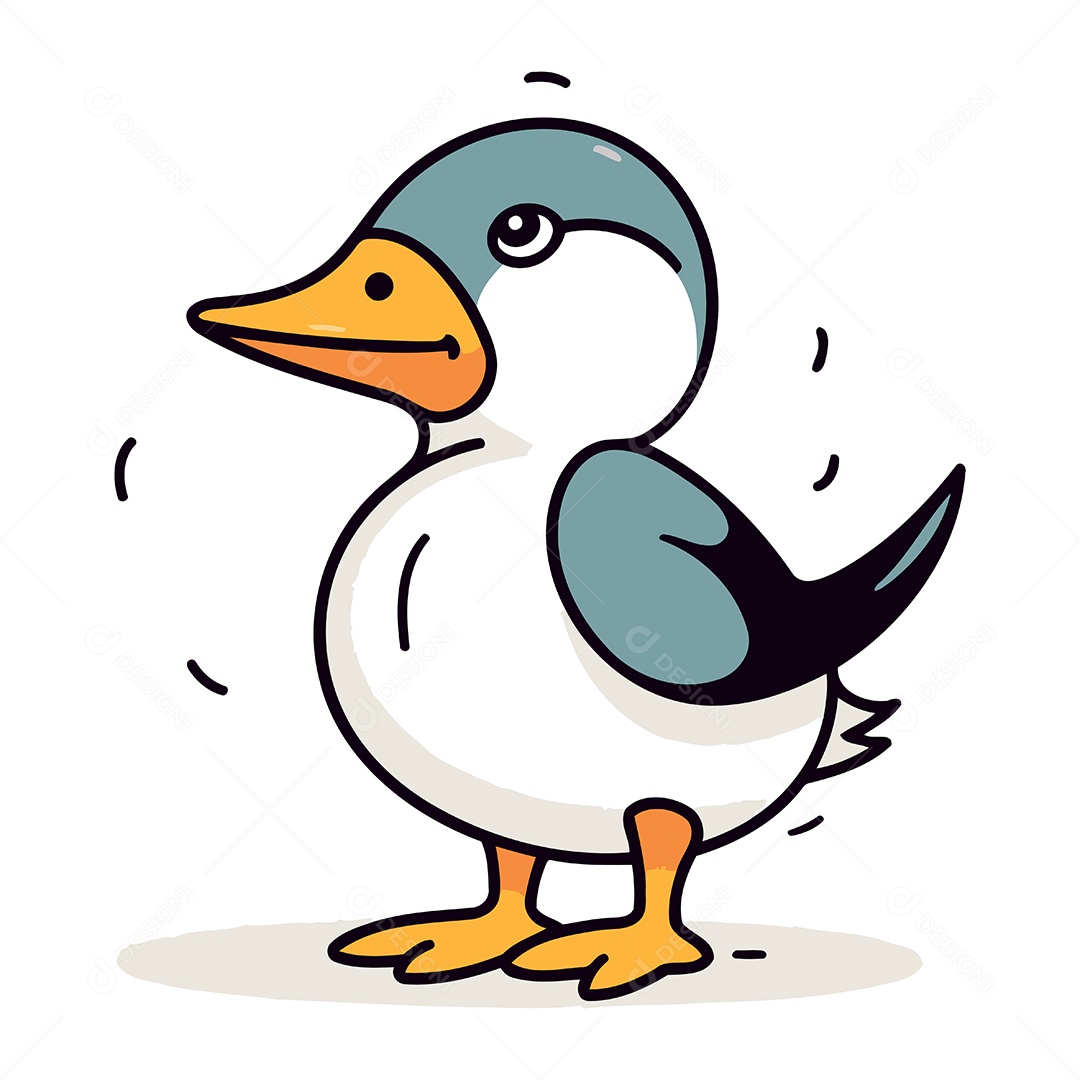 Pato Fofo de Desenho Animado Ilustração Vetor EPS