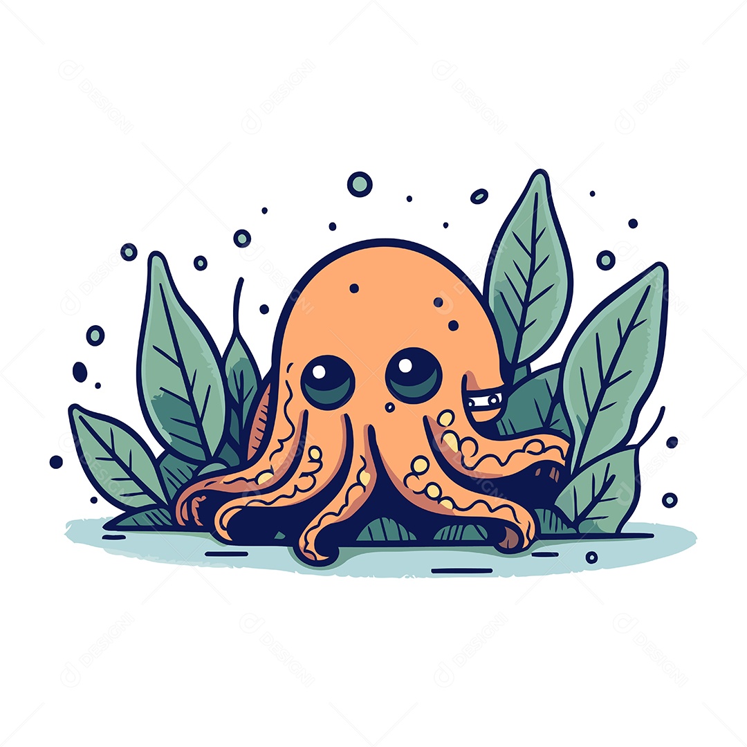 Polvo Fofo de Desenho Animado Ilustração Vetor EPS