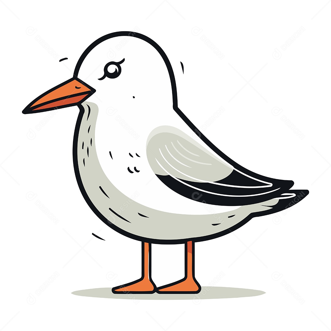 Gaivota de Desenho Animado Ilustração Vetor EPS
