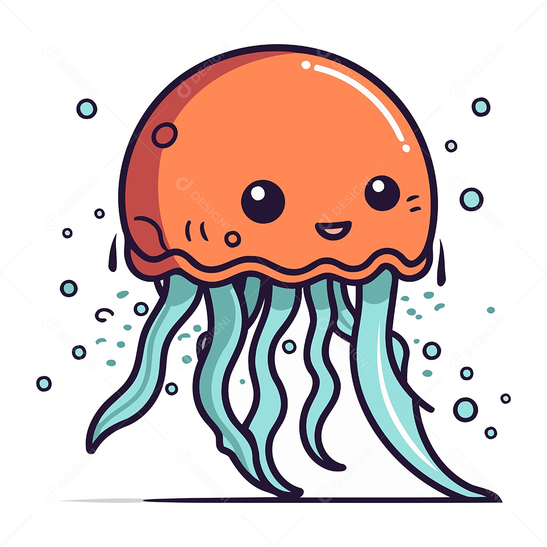 Água Viva de Desenho Animado Ilustração Vetor EPS