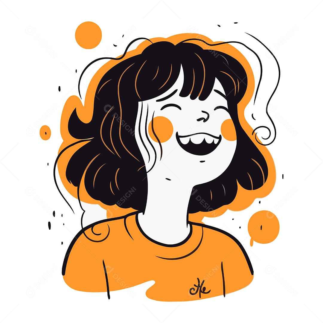 Menina com um Sorriso Desenho Animado Ilustração Vetor EPS