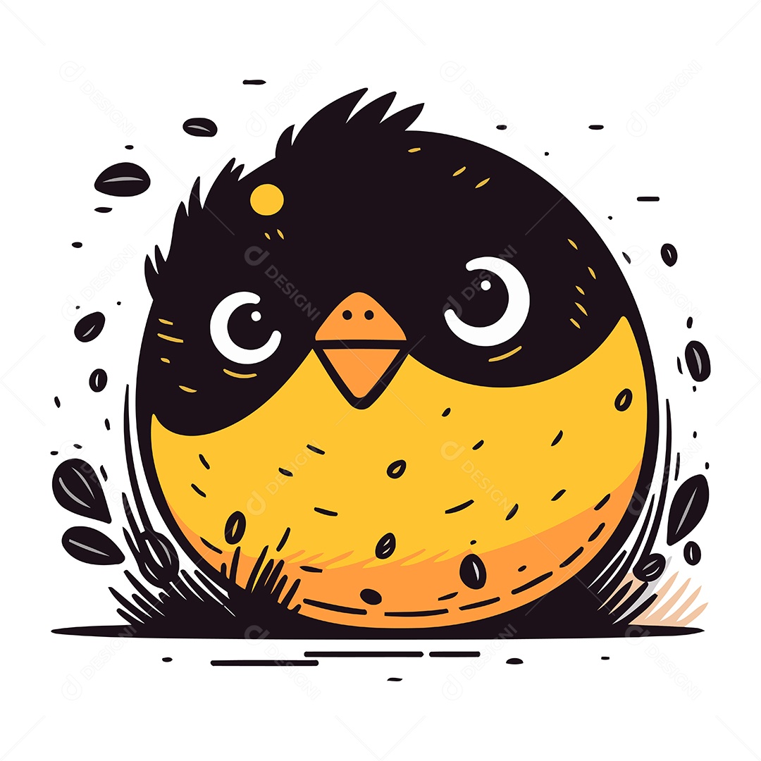 Pintinho Fofo de Desenho Animado Ilustração Vetor EPS