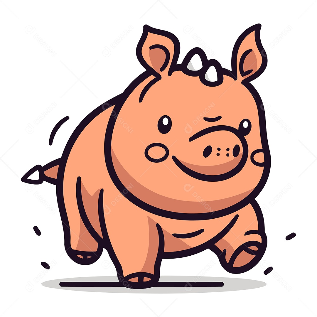 Porco Fofo de Desenho Animado Ilustração Vetor EPS