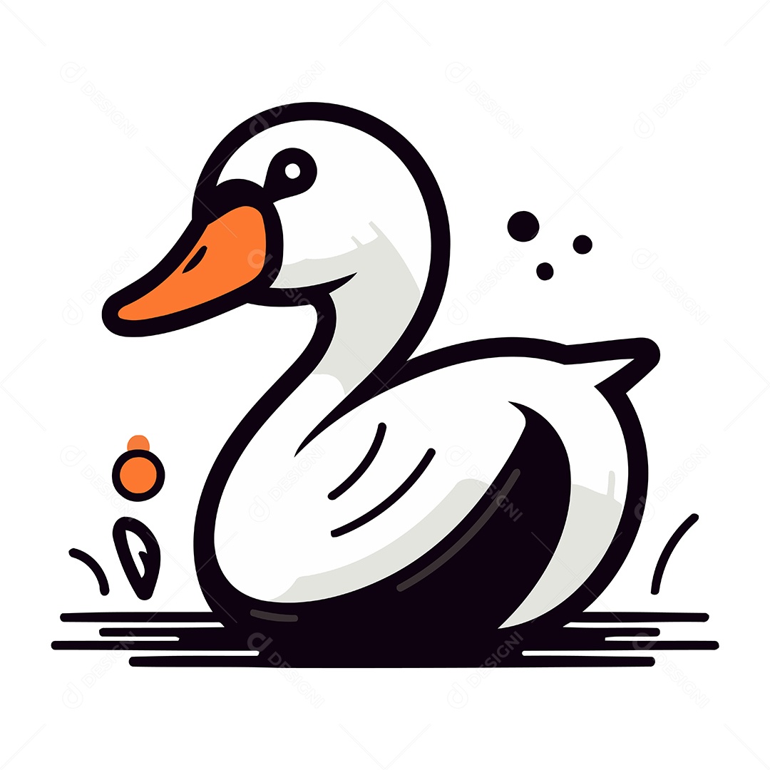 Cisne de Desenho Animado Ilustração Vetor EPS