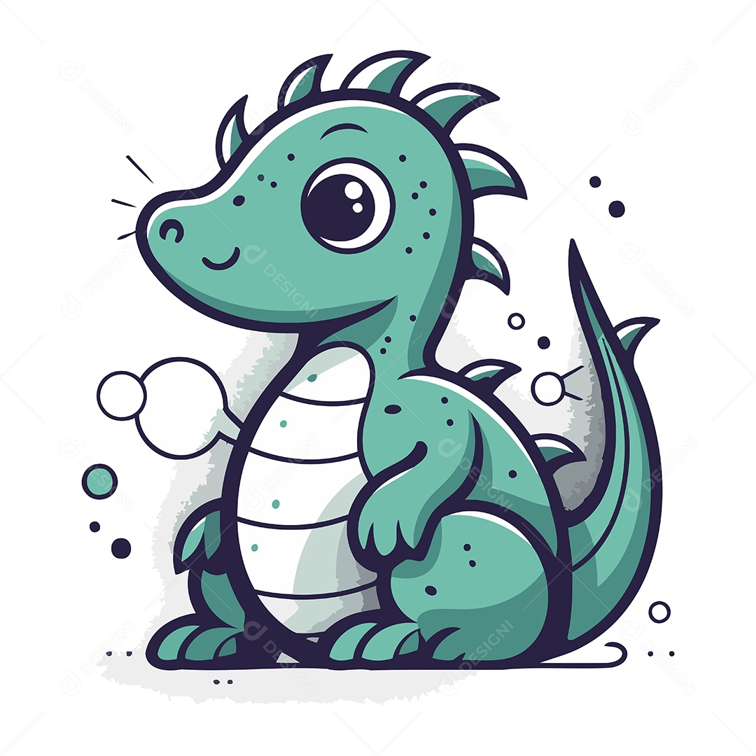 Dragão Fofo de Desenho Animado Ilustração Vetor EPS