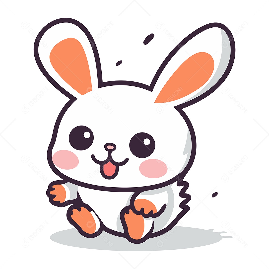 Coelho Fofo de Desenho Animado Ilustração Vetor EPS