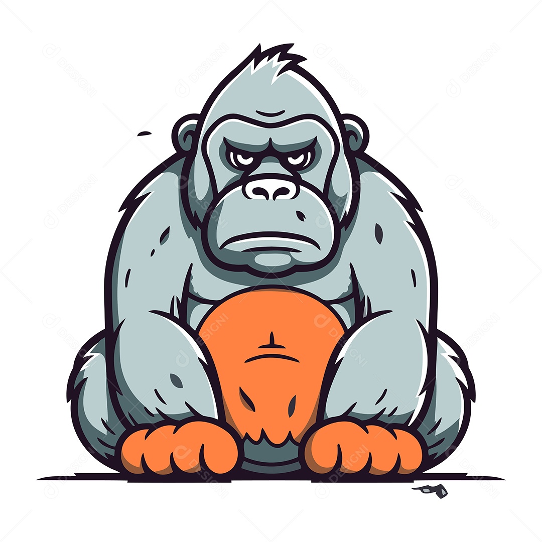 Gorila de Desenho Animado Ilustração Vetor EPS