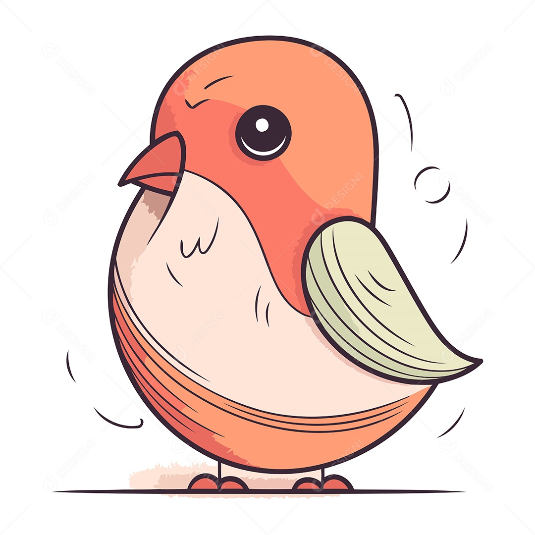 Passarinho Vermelho Bonitinho Ilustração Vetor EPS