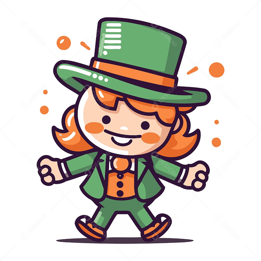 Duende Feliz de Desenho Animado Ilustração Vetor EPS