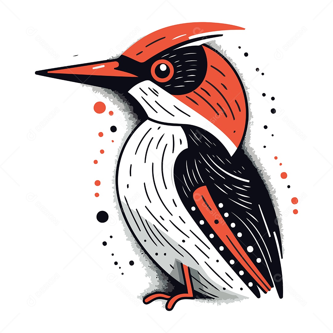 Pica Pau de Dorso Vermelho Desenho Animado Ilustração Vetor EPS