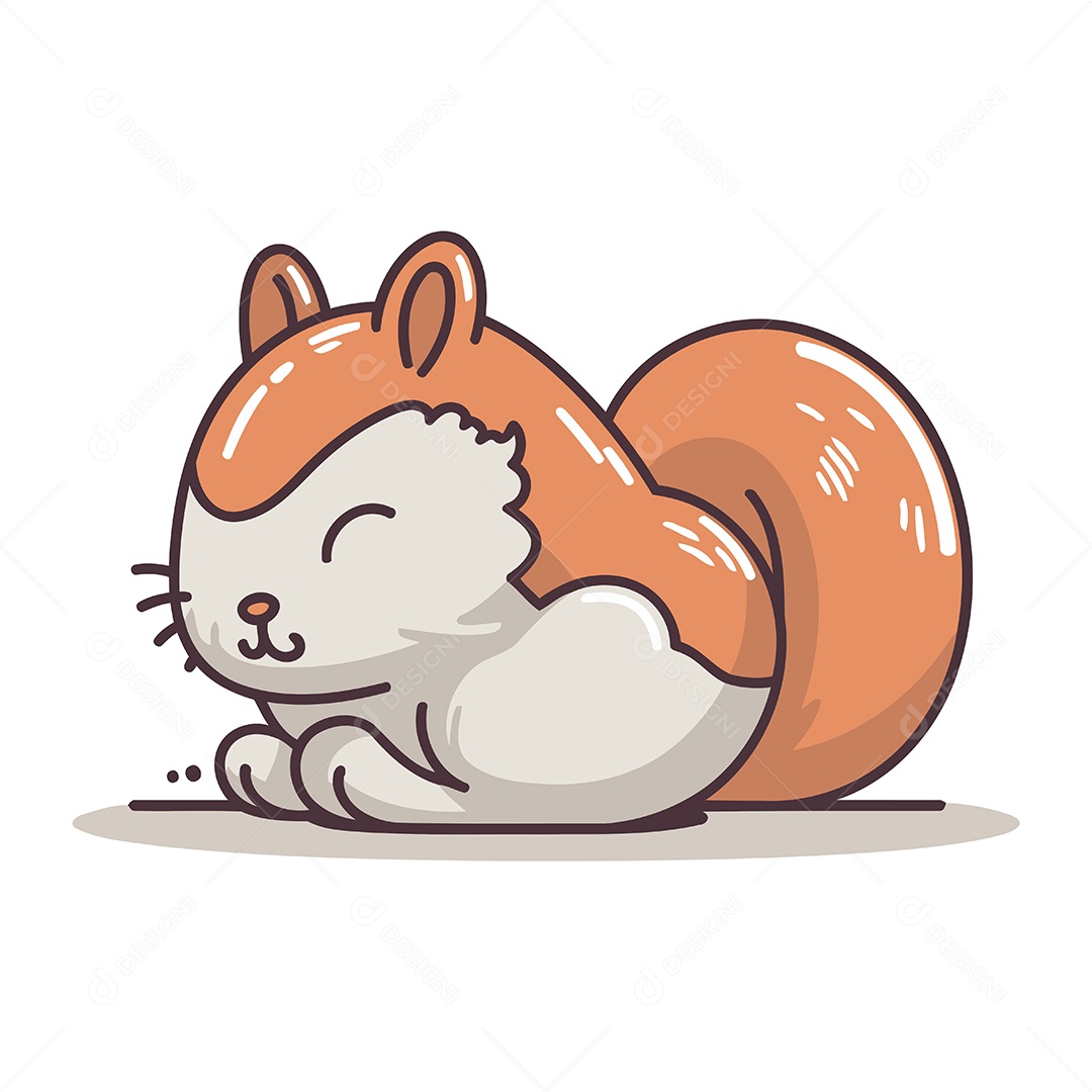 Esquilo Fofo de Desenho Animado Ilustração Vetor EPS