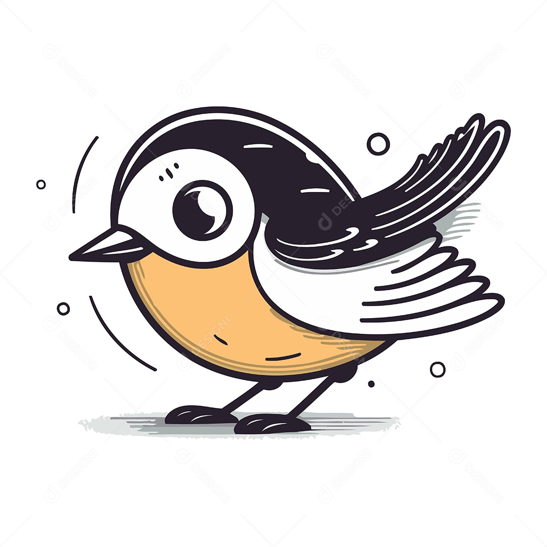 Passarinho Fofo de Desenho Animado Ilustração Vetor EPS