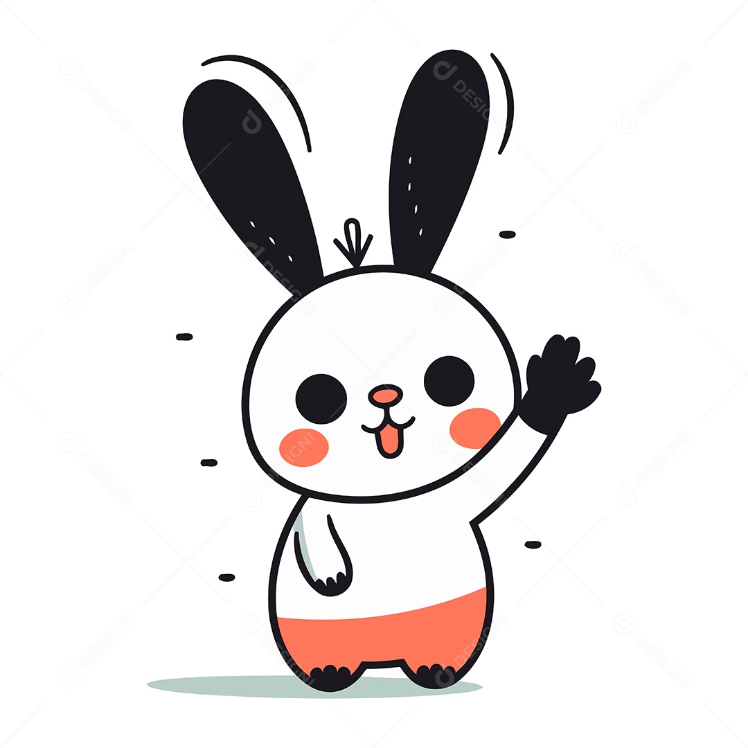 Coelho Fofo de Desenho Animado Ilustração Vetor EPS