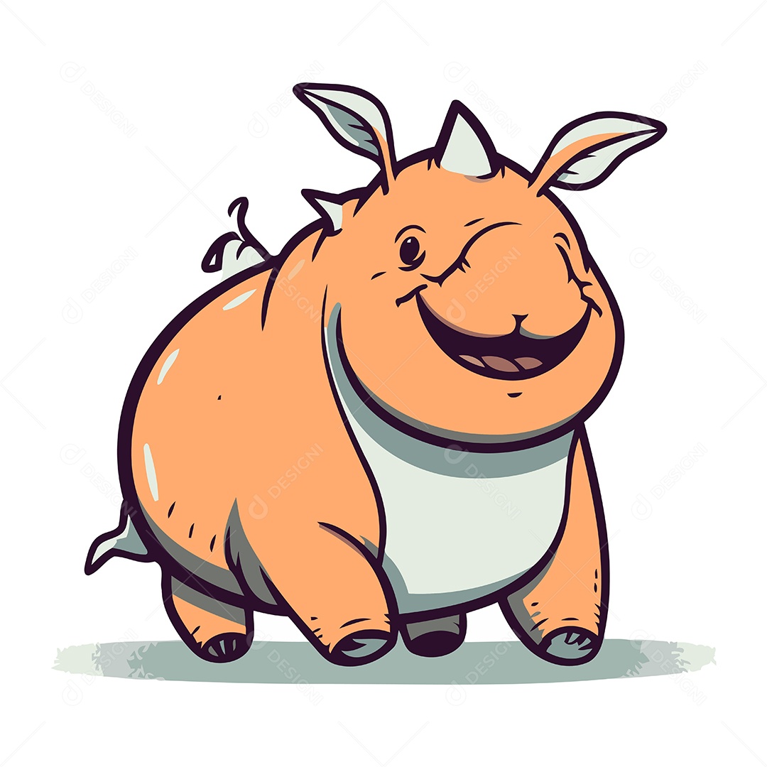 Rinoceronte de Desenho Animado Ilustração Vetor EPS