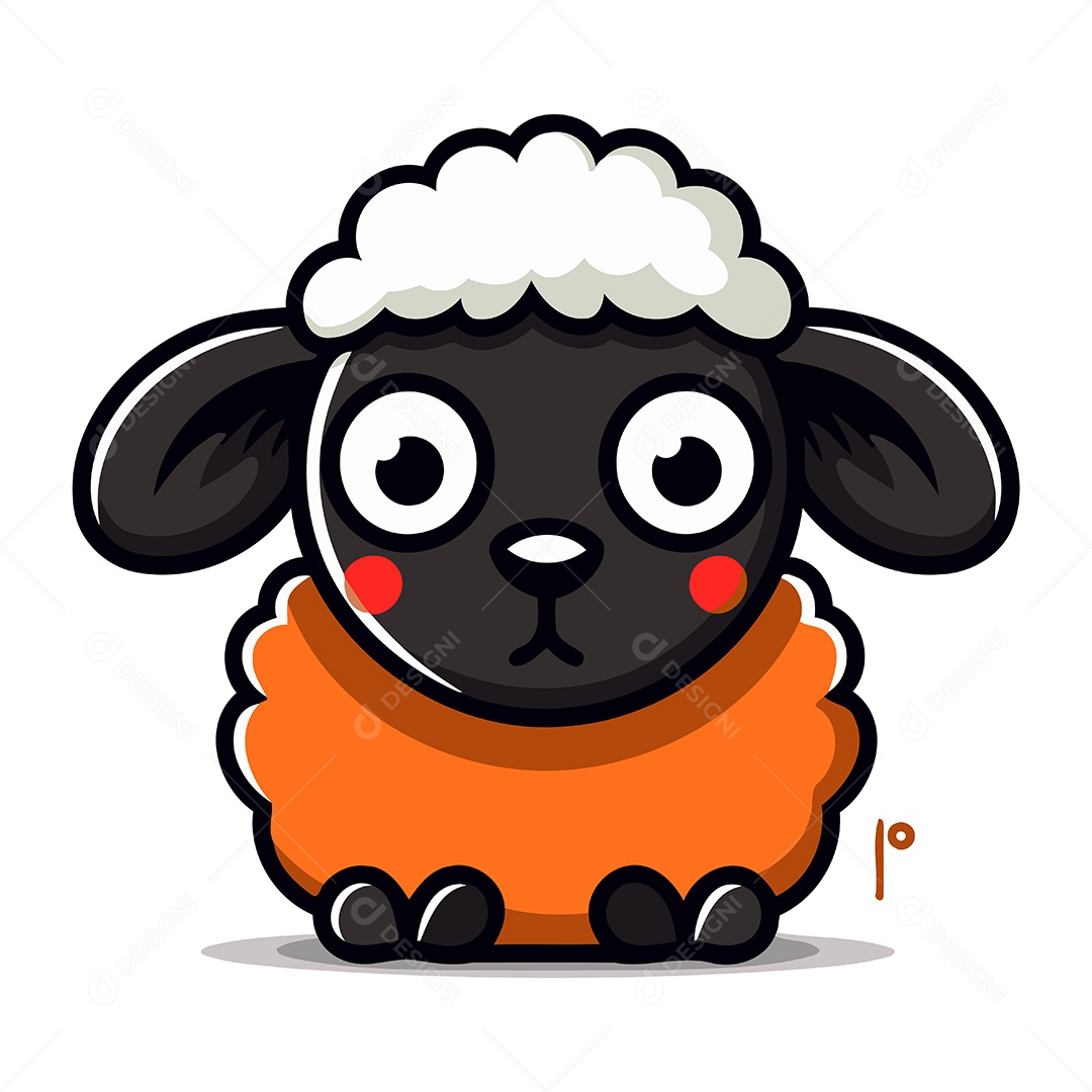 Ovelha Fofa de Desenho Animado Ilustração Vetor EPS