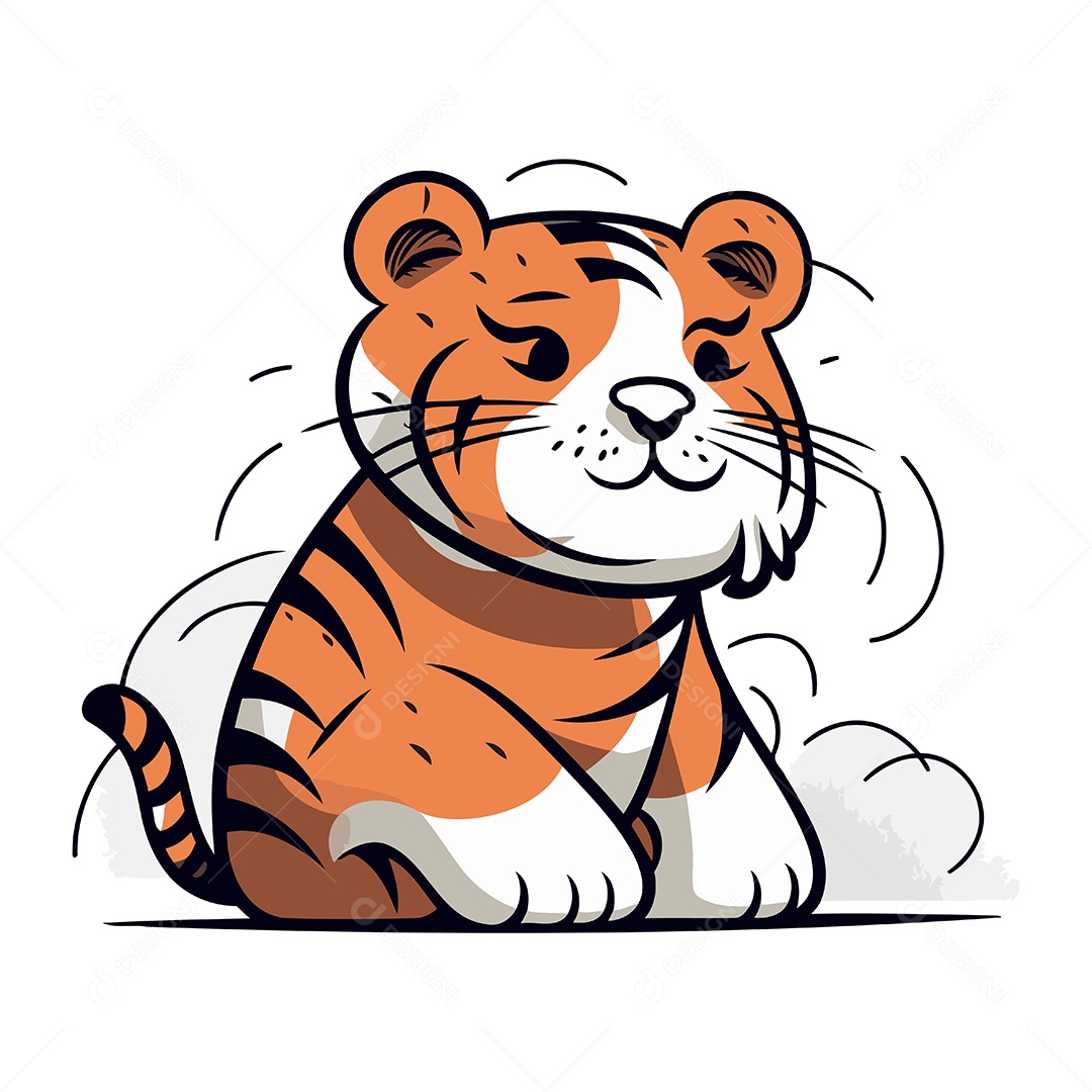 Tigre de Desenho Animado Ilustração Vetor EPS