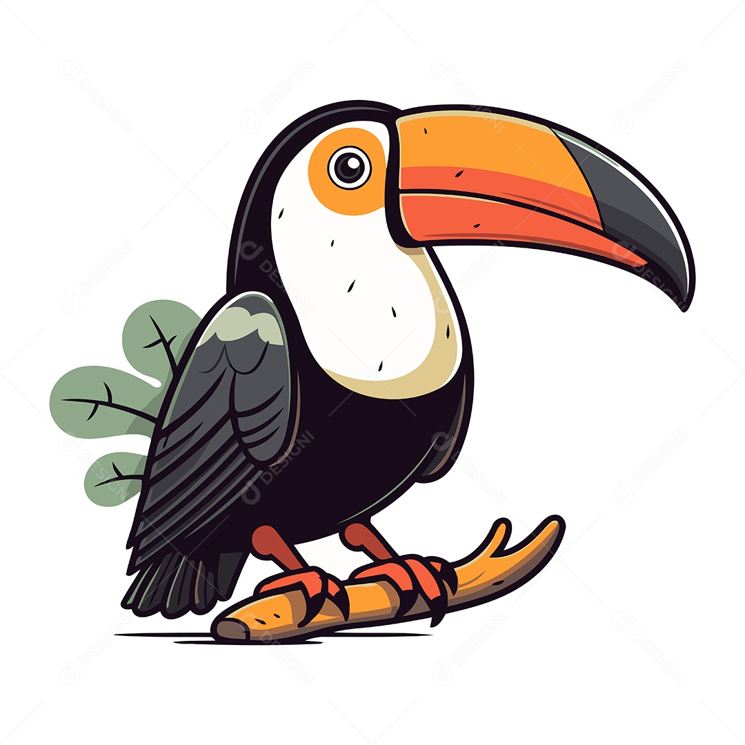 Tucano Fofo de Desenho Animado Ilustração Vetor EPS