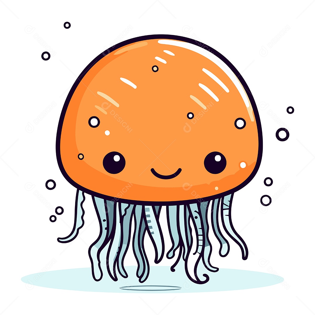 Água Viva de Desenho Animado Ilustração Vetor EPS