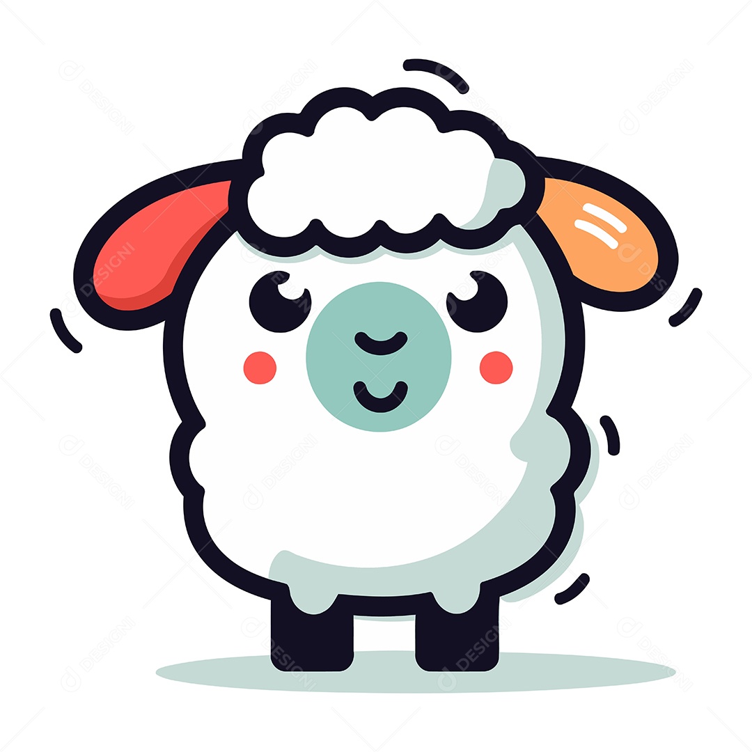 Ovelha Fofa de Desenho Animado Ilustração Vetor EPS