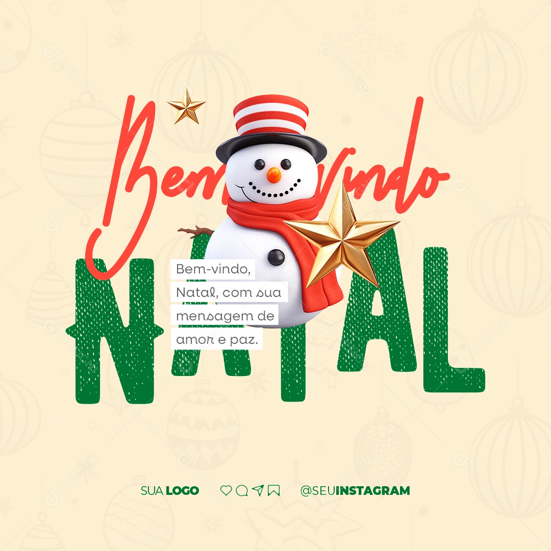 Bem Vindo Natal Com Sua Mensagem de Amor e Paz Social Media PSD Editável