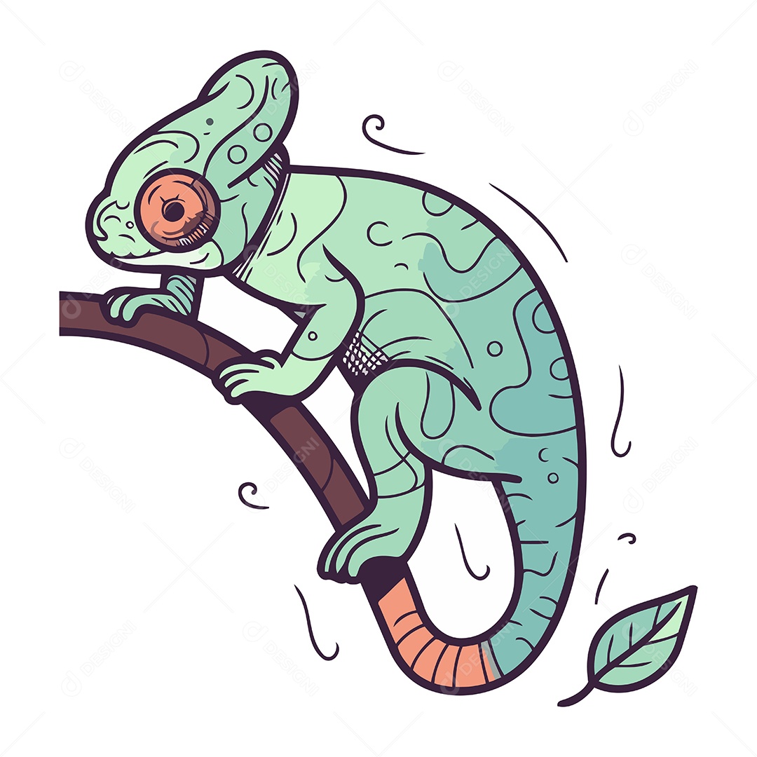 Camaleão de Desenho Animado Ilustração Vetor EPS