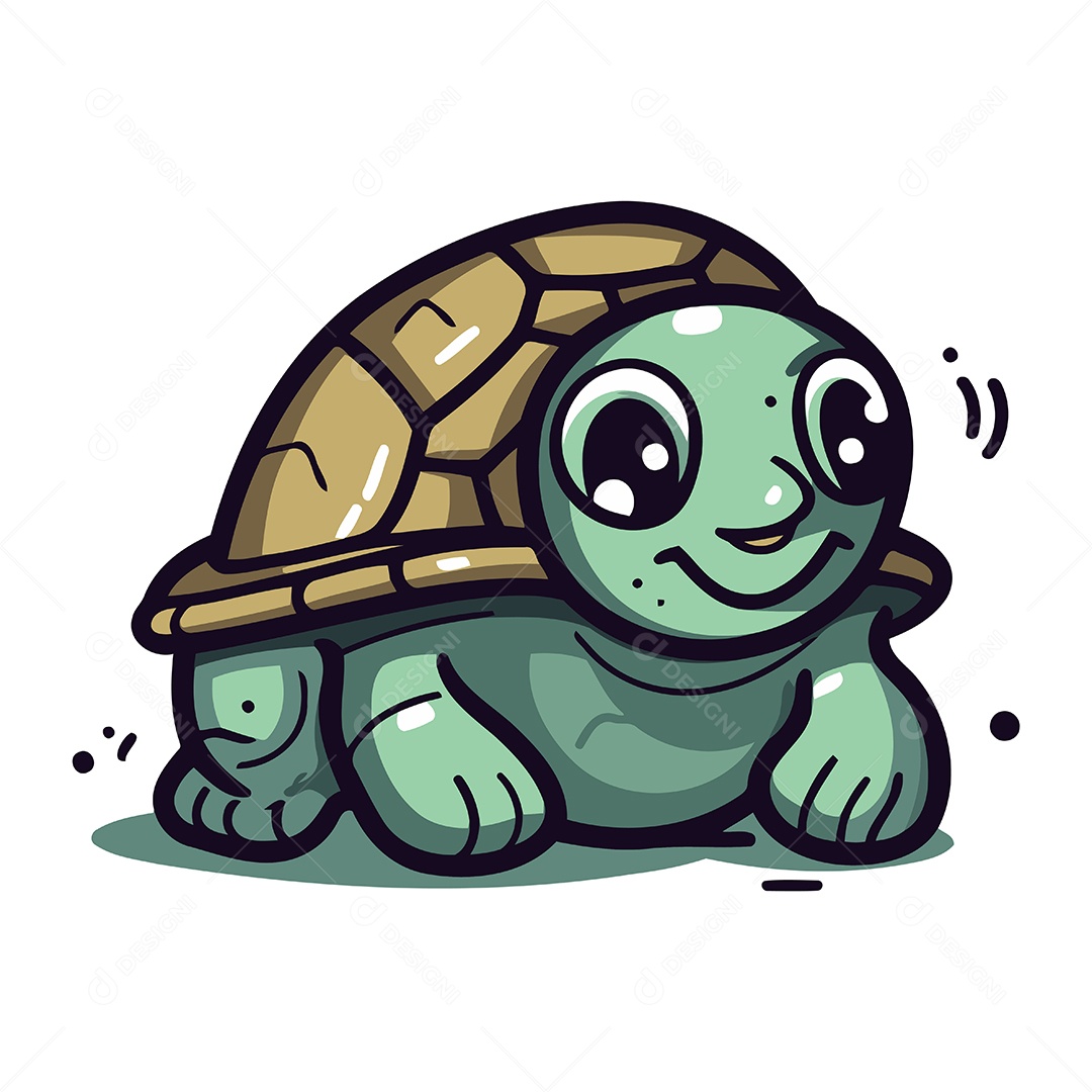 Tartaruga de Desenho Animado Ilustração Vetor EPS