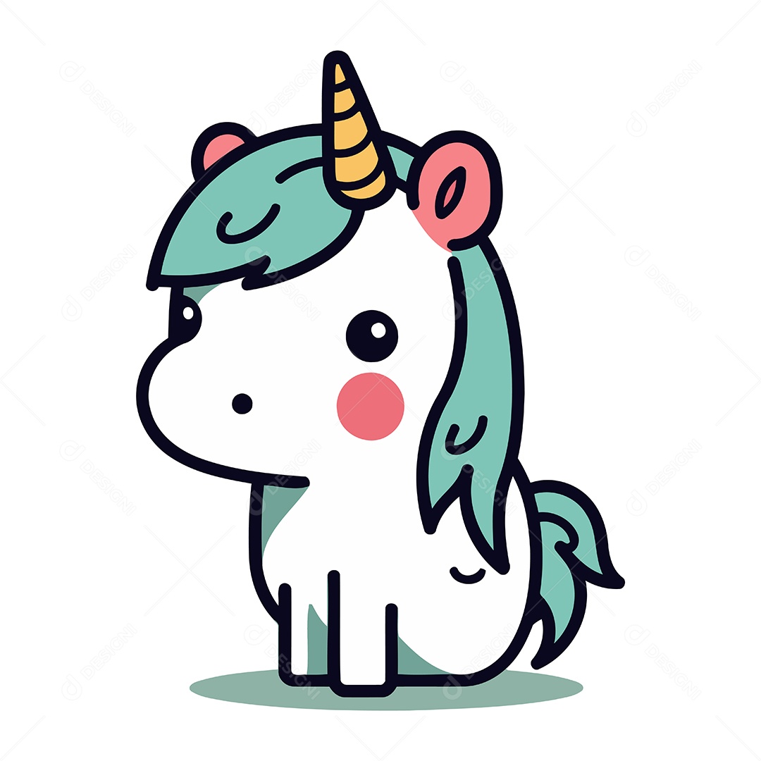 Unicórnio Fofo de Desenho Animado Ilustração Vetor EPS