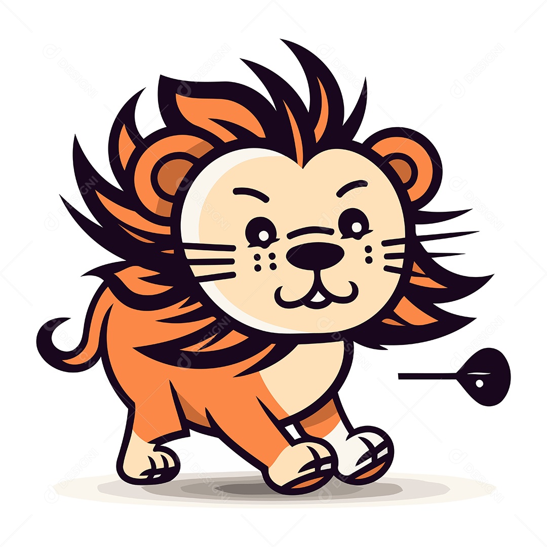 Leão de Desenho Animado Ilustração Vetor EPS