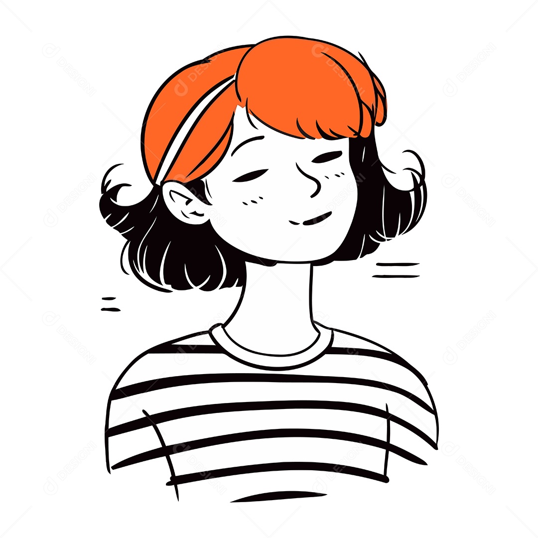 Menina com uma Camiseta Listrada Ilustração Vetor EPS