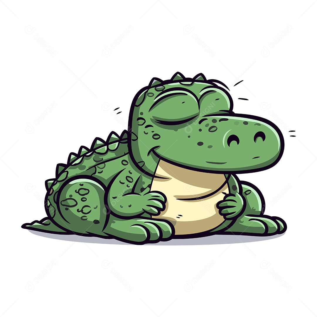 Crocodilo Fofo de Desenho Animado Ilustração Vetor EPS