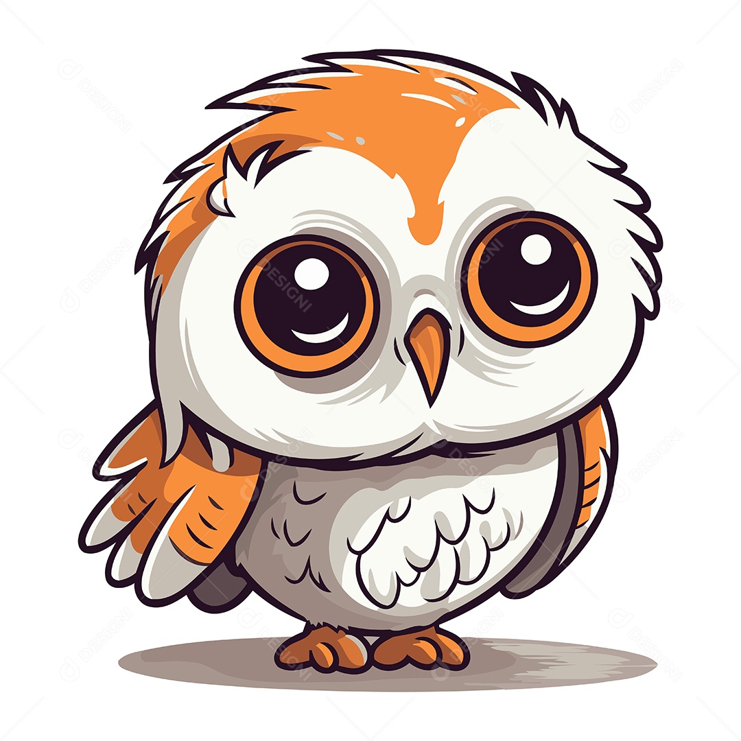 Coruja Fofa de Desenho Animado Ilustração Vetor EPS