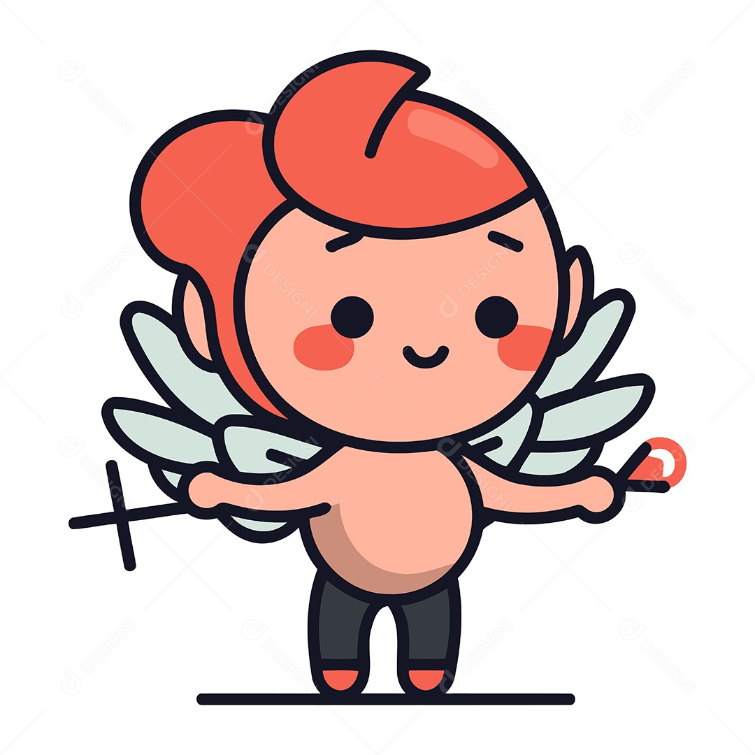 Cupido Fofo de Desenho Animado Ilustração Vetor EPS