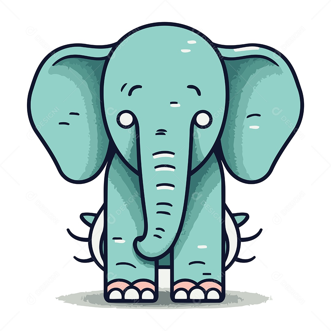 Elefante Fofo de Desenho Animado Ilustração Vetor EPS